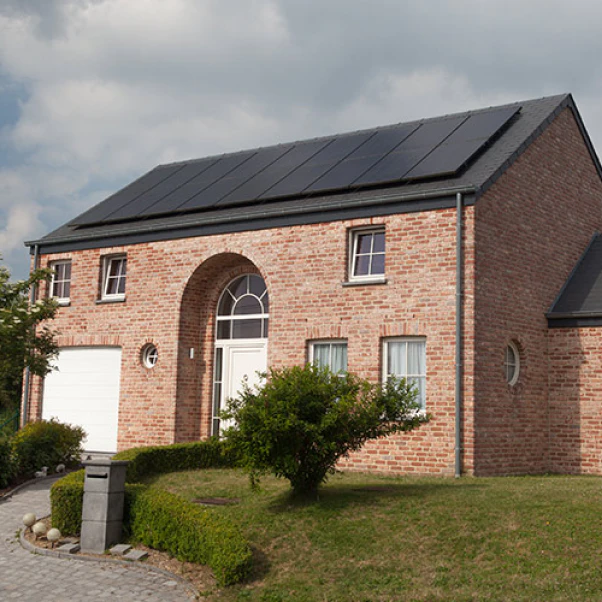 black solar panels on roof of brick homesan antonio tx